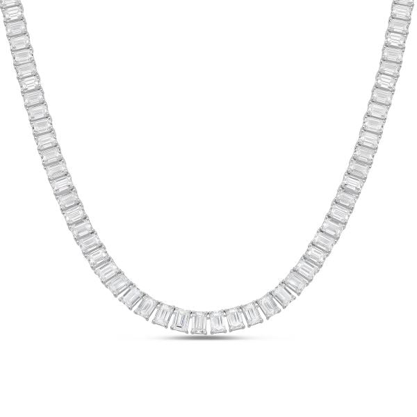 Lab Grown Emerald Cut Diamond Tennis Necklace