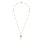Lab-Grown Oval Diamond Accent Key Pendant