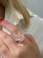Lab-Grown Pink Radiant Diamond Ring with Heart Sides
