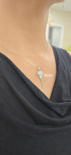 Lab-Grown Oval Diamond Accent Key Pendant