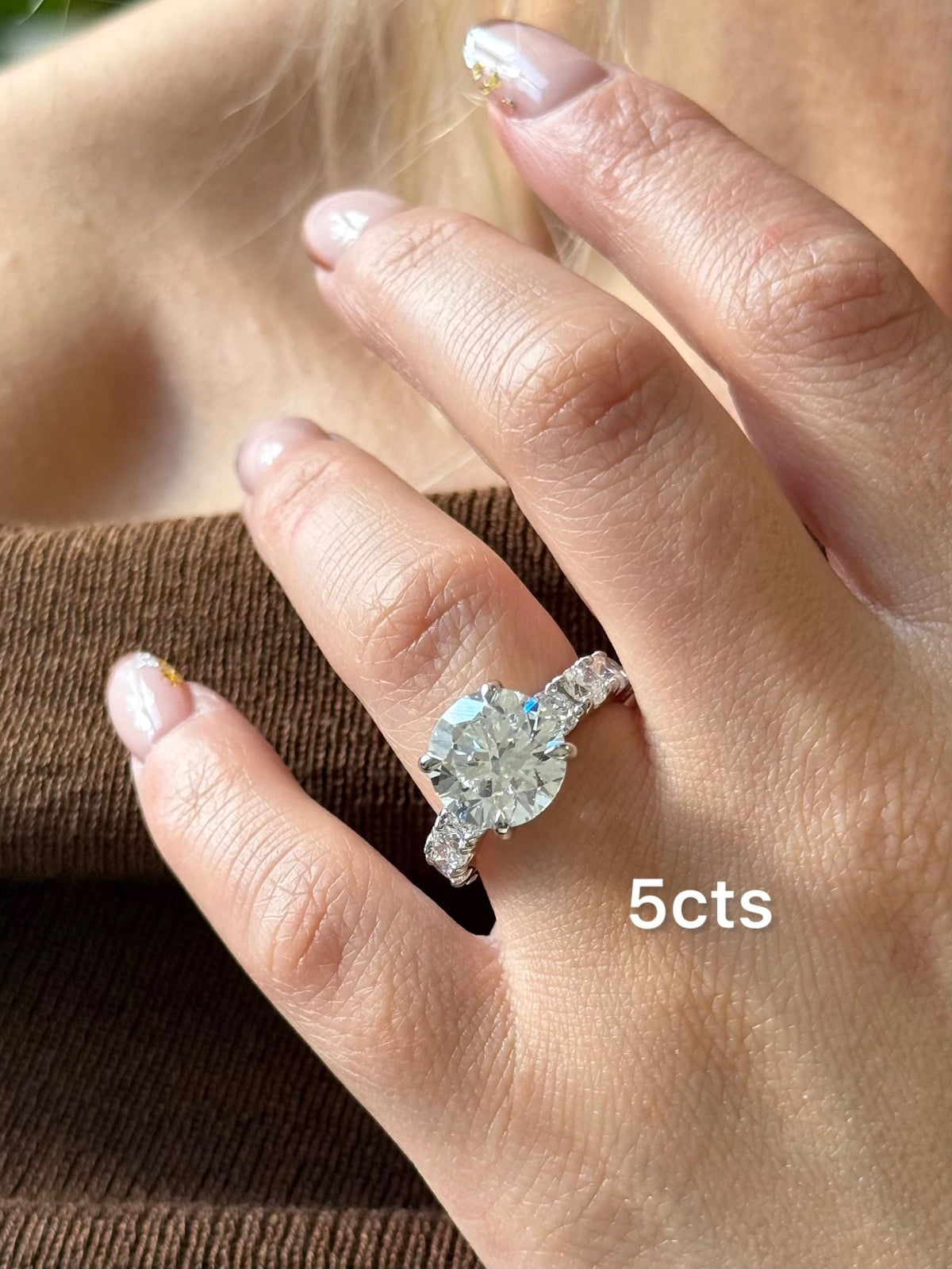 Lab-Grown Round Diamond Ring with Accents