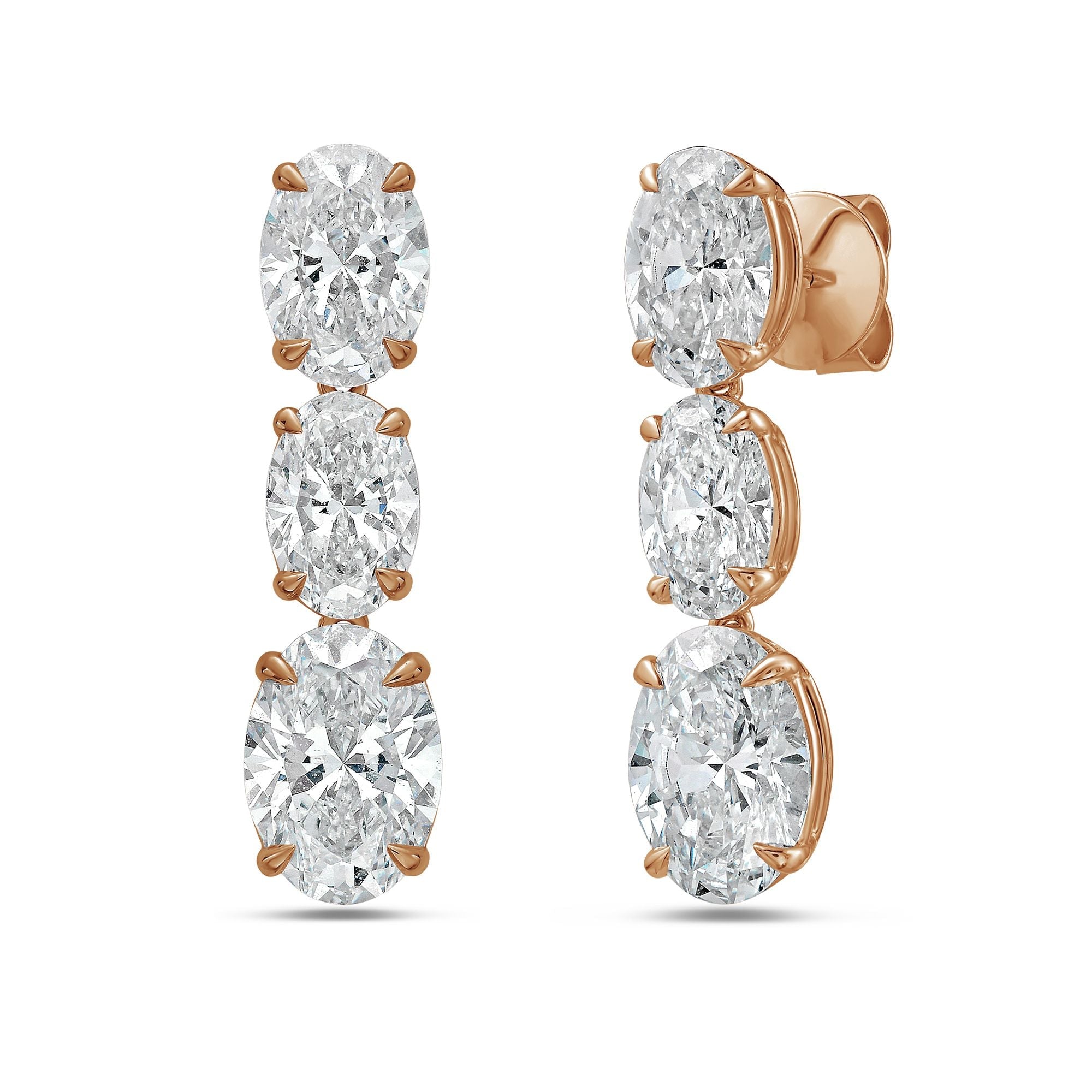 Lab Grown Oval Diamond Drop Earrings