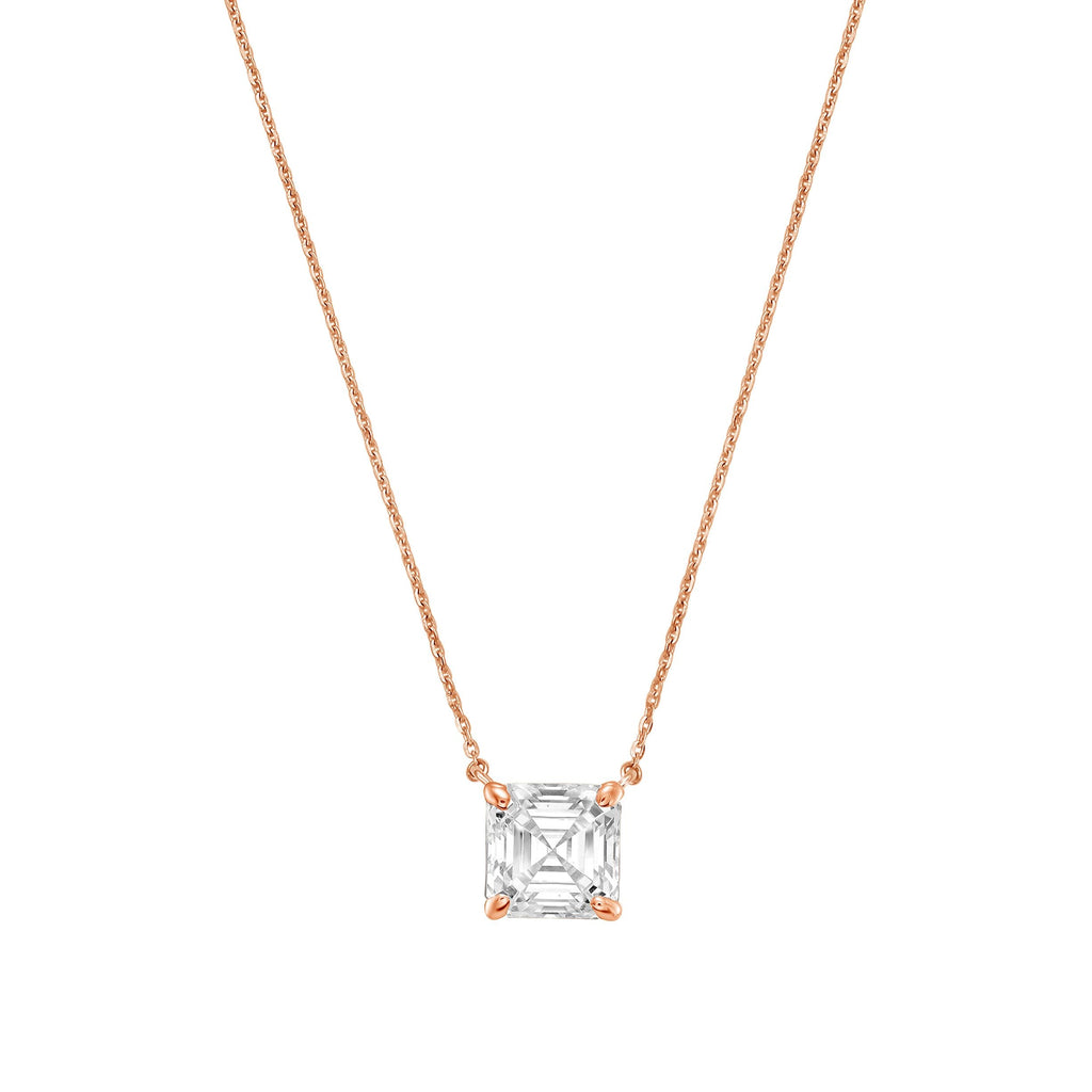 Lab-Grown Diamond East West Asscher Pendant, 18K Gold