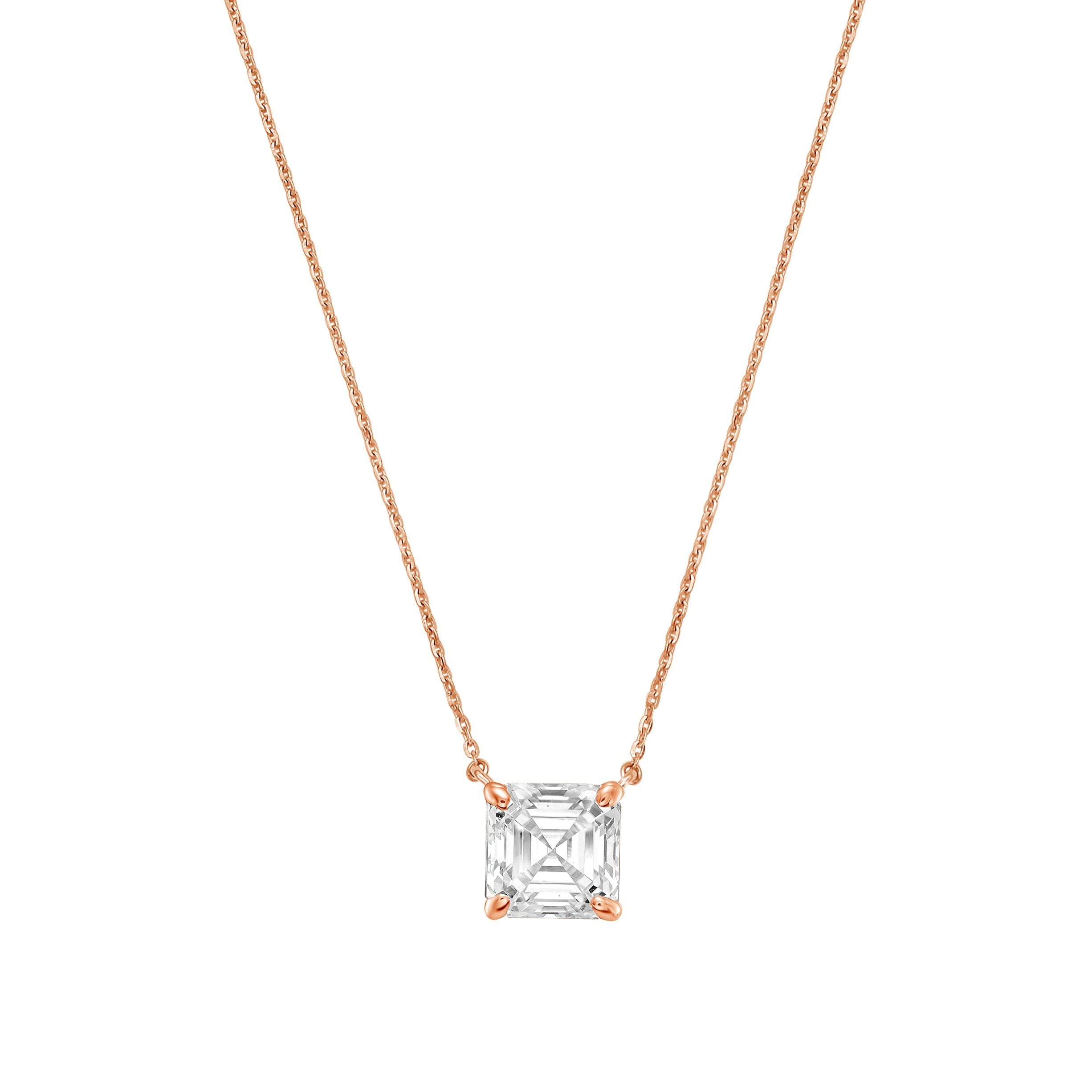 Lab-Grown Diamond East West Asscher Pendant, 18K Gold