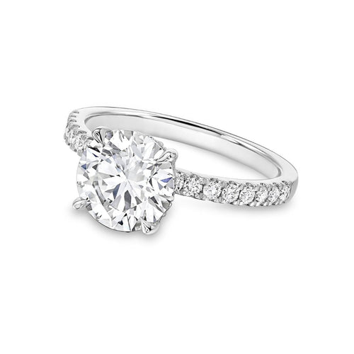 Lab-Grown Round Pave Diamond Engagement Ring, 18K Gold