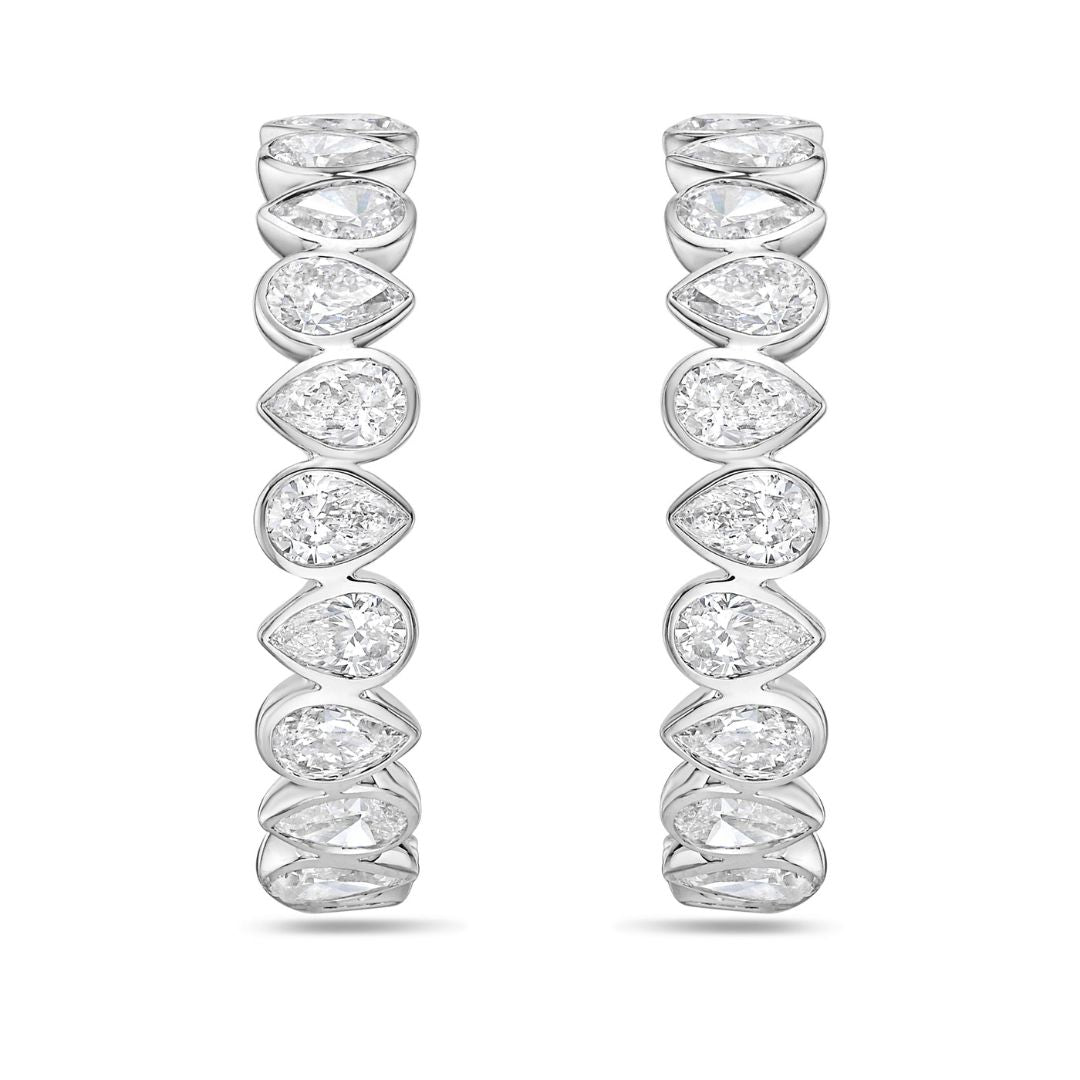 Lab Grown Pear Diamond Bezel Hoop Earrings
