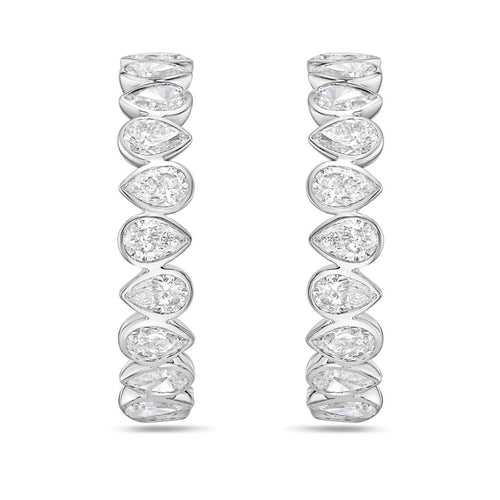 Lab Grown Pear Diamond Bezel Hoop Earrings