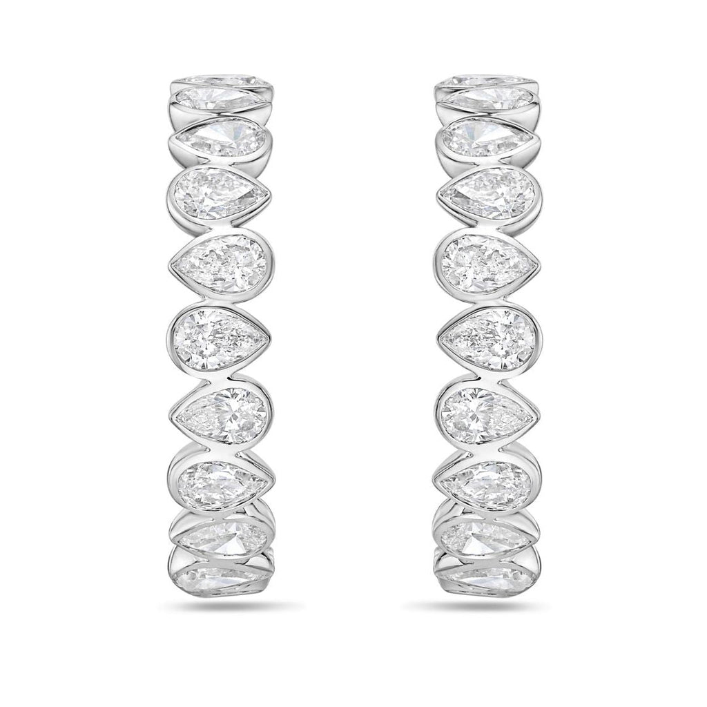 Lab Grown Pear Diamond Bezel Hoop Earrings