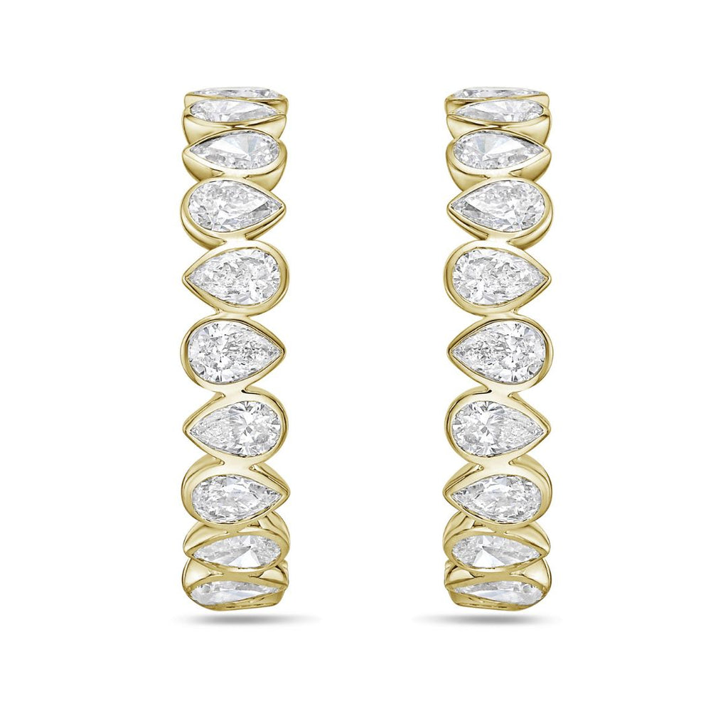 Lab Grown Pear Diamond Bezel Hoop Earrings