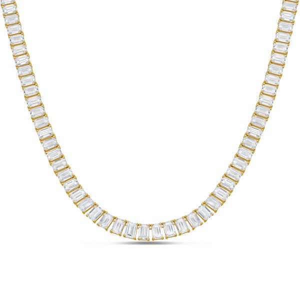 Lab Grown Emerald Cut Diamond Tennis Necklace