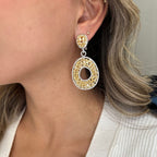 Yellow Rose Cut Diamond Circle Drop Earrings