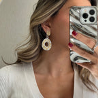 Yellow Rose Cut Diamond Circle Drop Earrings