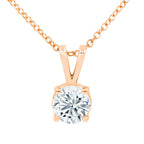 Lab Grown Rabbit Ear Round Diamond Solitaire Pendant