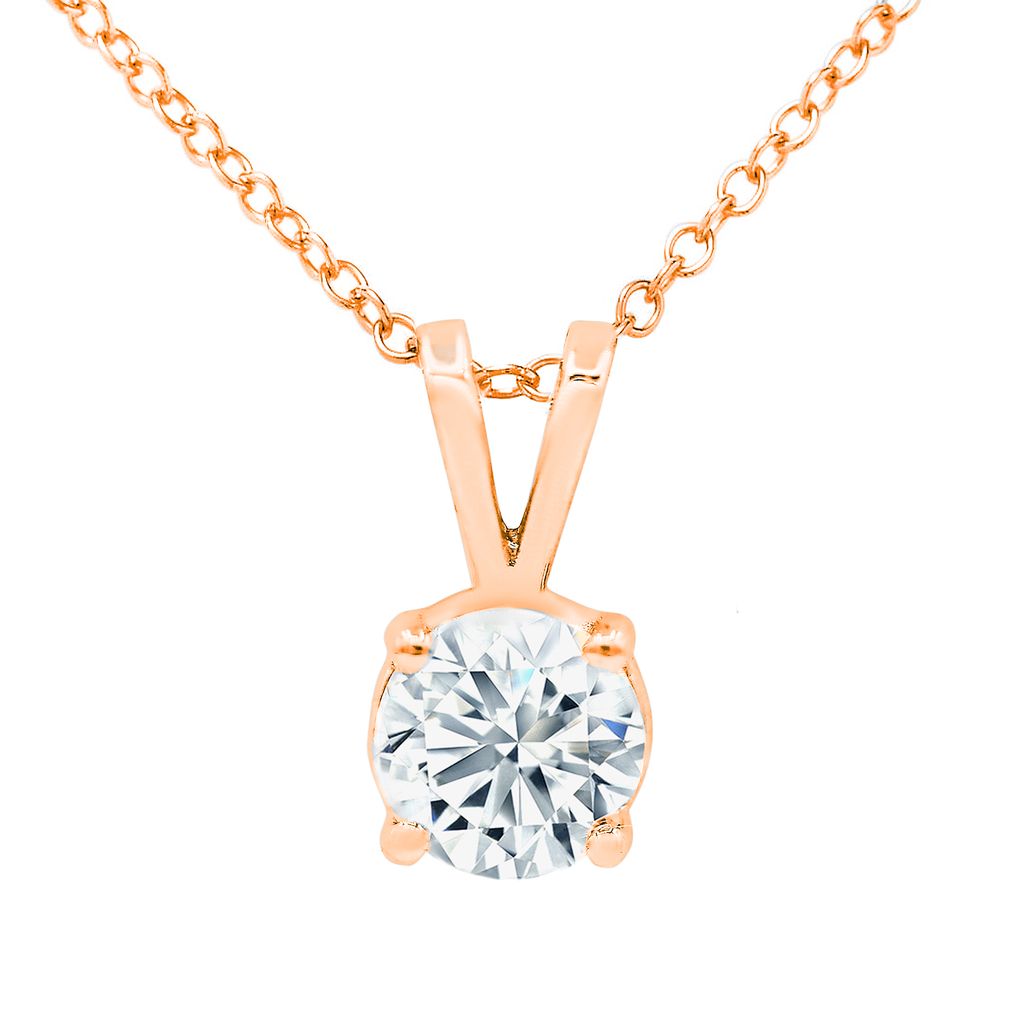 Lab Grown Rabbit Ear Round Diamond Solitaire Pendant