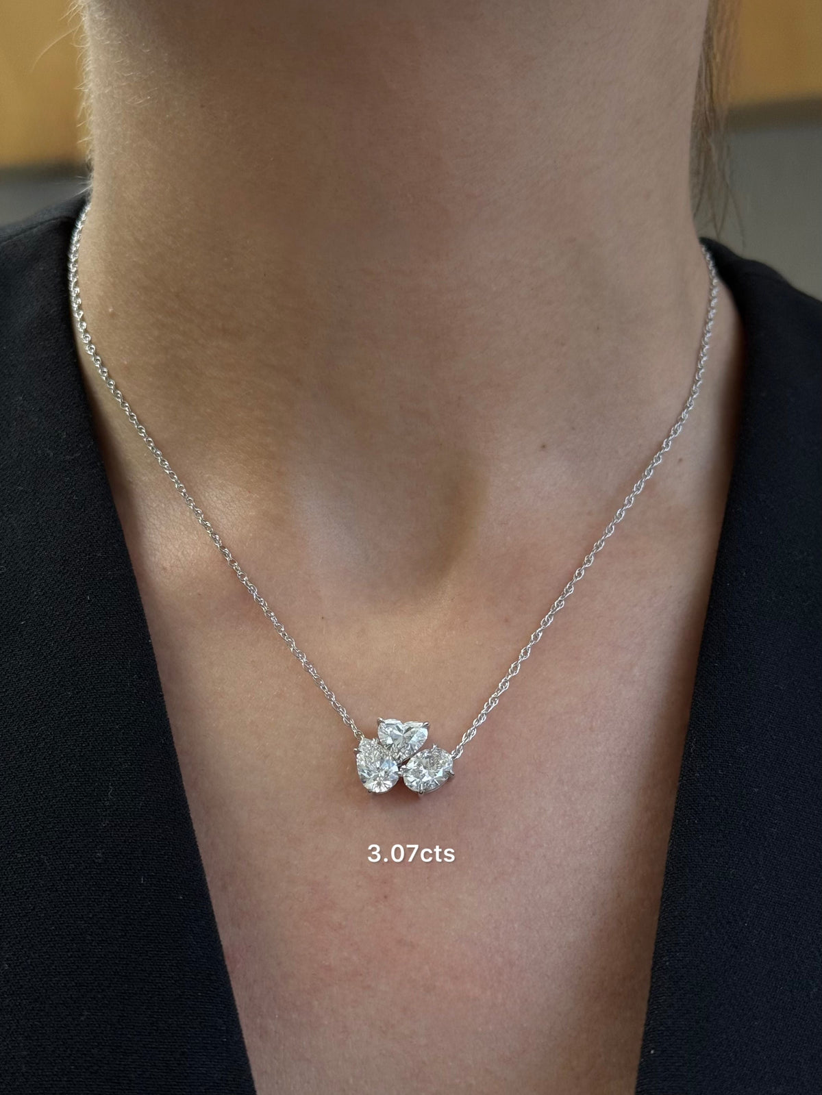 Multi-Shape Lab Grown Three Diamond Pendant