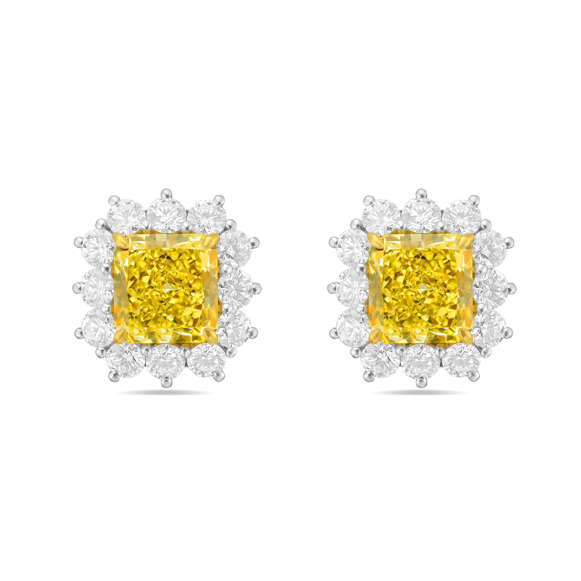 6.79ct Fancy Yellow Diamond Stud Earrings