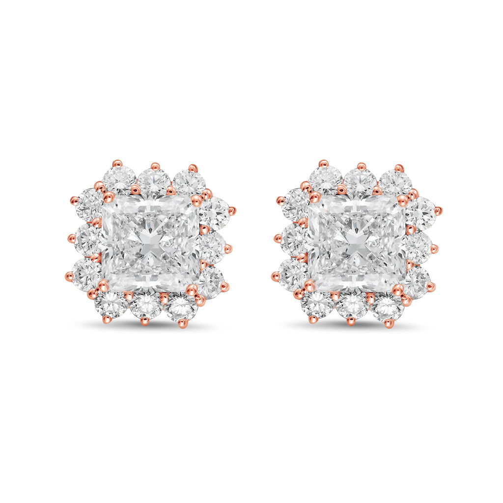 Lab-Grown Radiant Diamond Halo Earrings