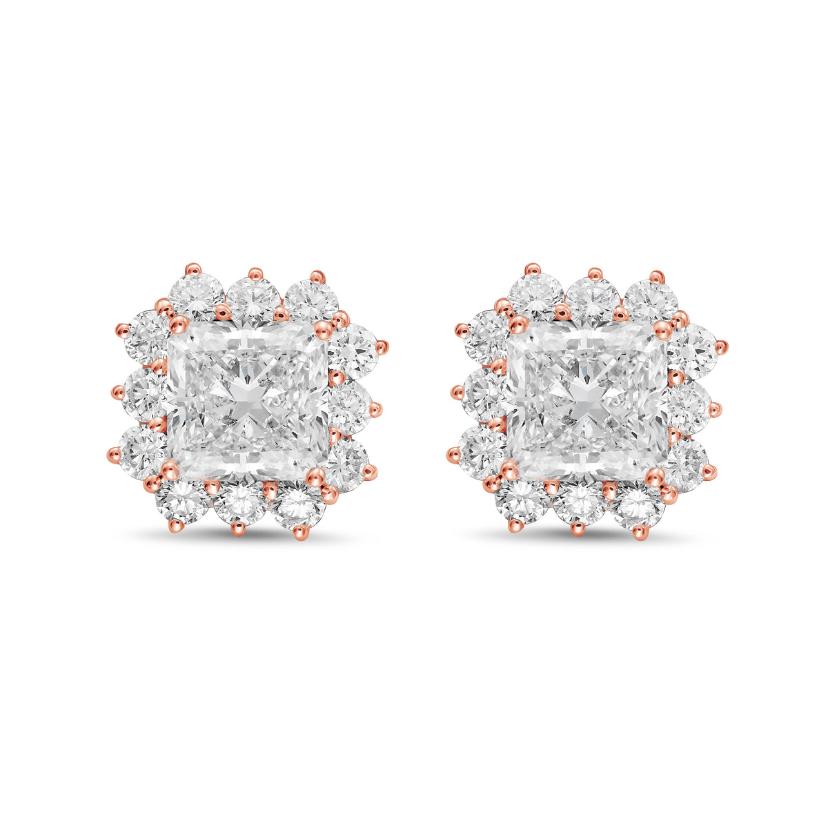Lab-Grown Radiant Diamond Halo Earrings