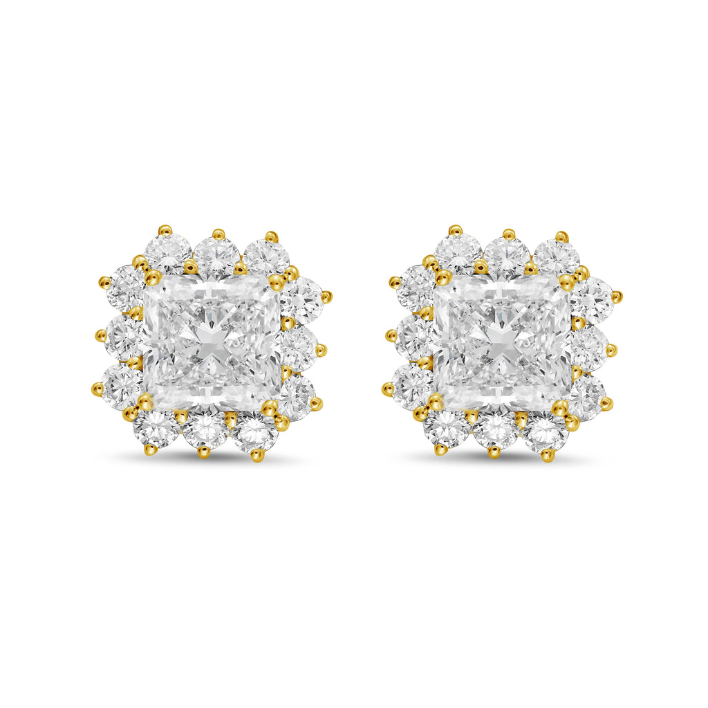 Lab-Grown Radiant Diamond Halo Earrings
