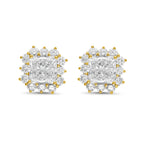 Lab-Grown Radiant Diamond Halo Earrings