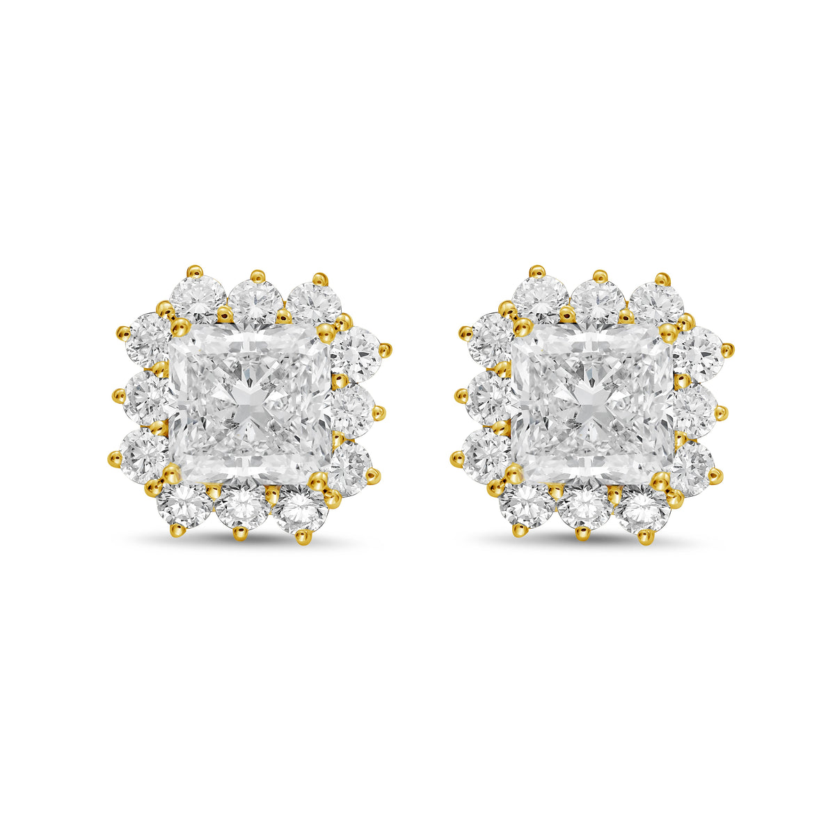 Lab-Grown Radiant Diamond Halo Earrings