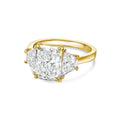Lab-Grown Radiant Three-Stone Engagement Ring with Trapezoids