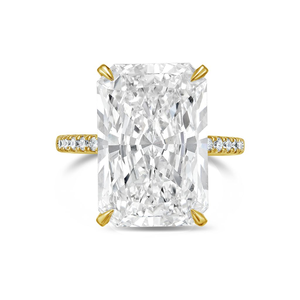 Lab-Grown Radiant Cut Diamond Engagement Ring, 18K Gold