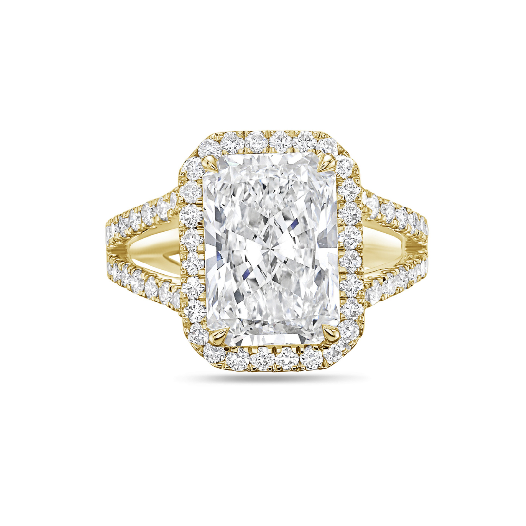 Lab-Grown Radiant Halo Diamond Engagement Ring, 18K Gold