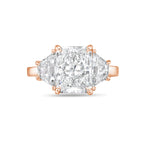Lab-Grown Radiant Three-Stone Engagement Ring with Trapezoids