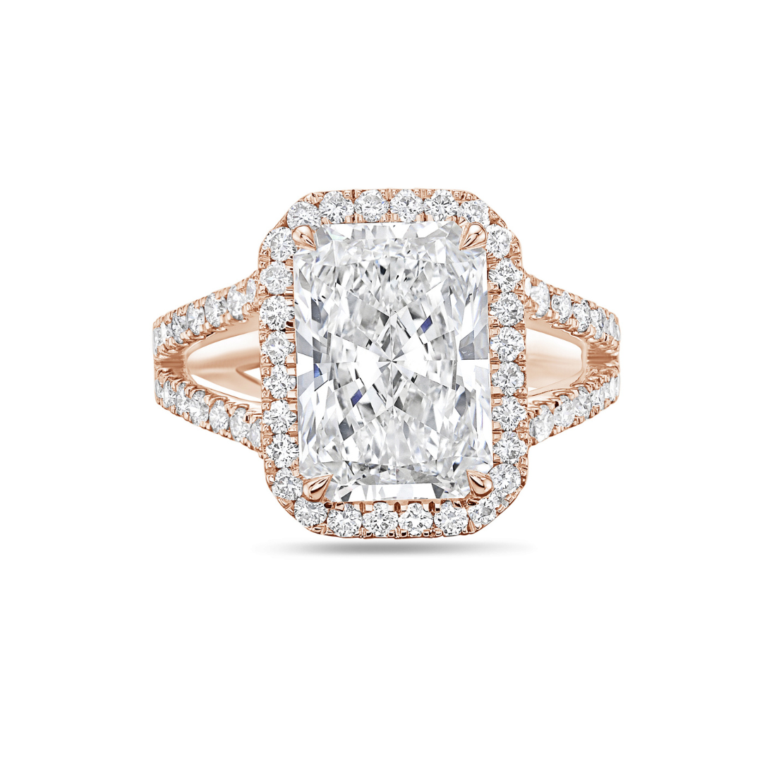 Lab-Grown Radiant Halo Diamond Engagement Ring, 18K Gold