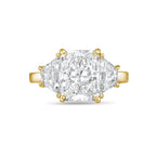 Lab-Grown Radiant Three-Stone Engagement Ring with Trapezoids