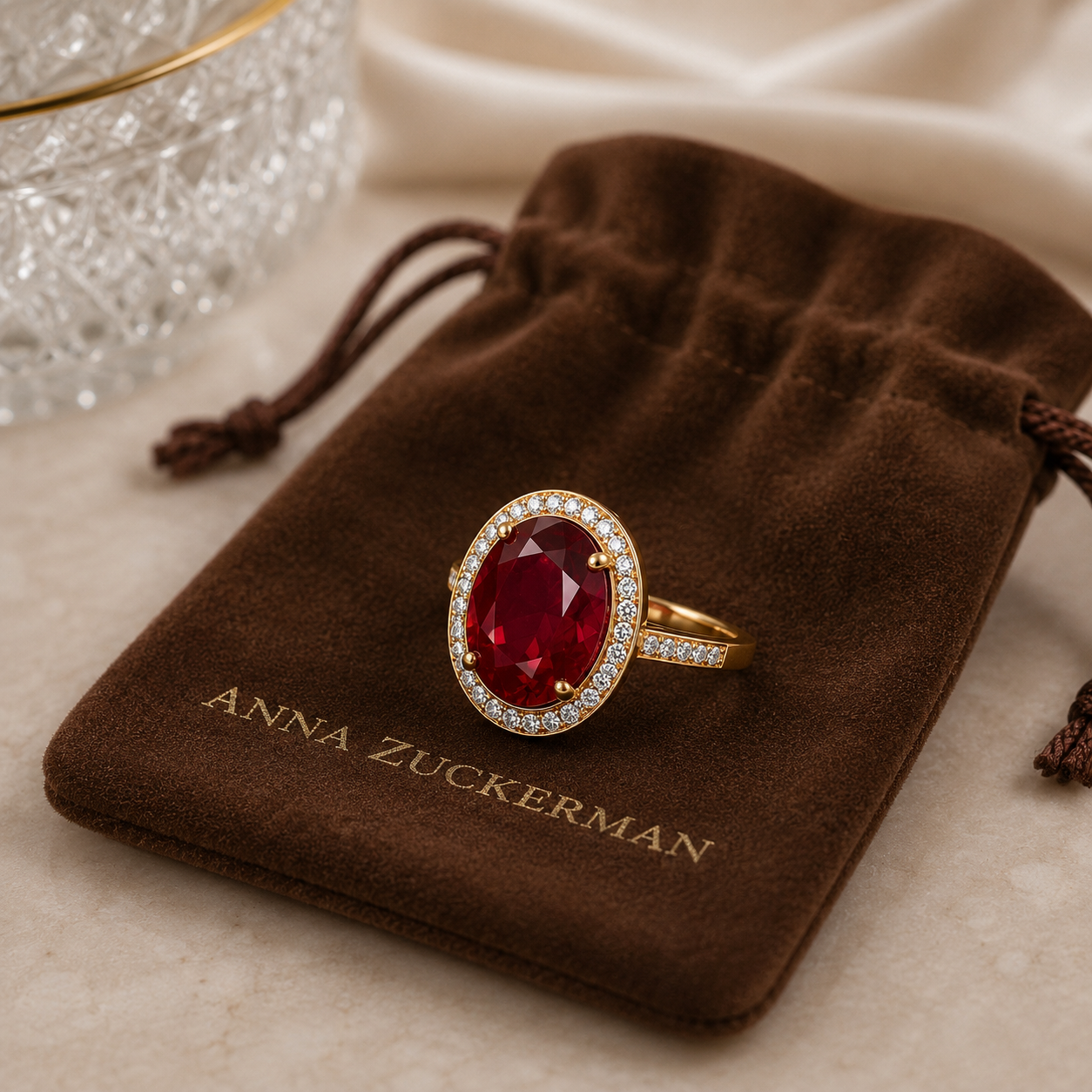 Oval Solitaire Halo Ring by AZ Essentials