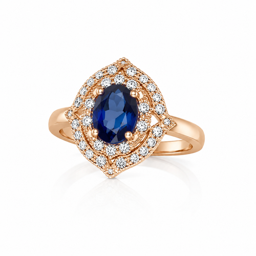 Vintage Sapphire Halo Ring by AZ Essentials