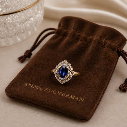 Vintage Sapphire Halo Ring by AZ Essentials