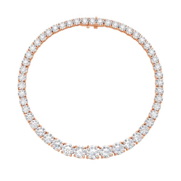 110 Cts Custom Cut Lab Diamond Riviera Tennis Necklace