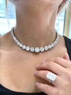 110 Cts Custom Cut Lab Diamond Riviera Tennis Necklace