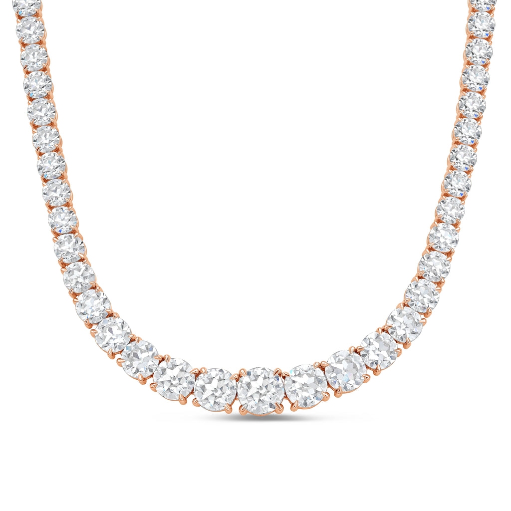 110 Cts Custom Cut Lab Diamond Riviera Tennis Necklace