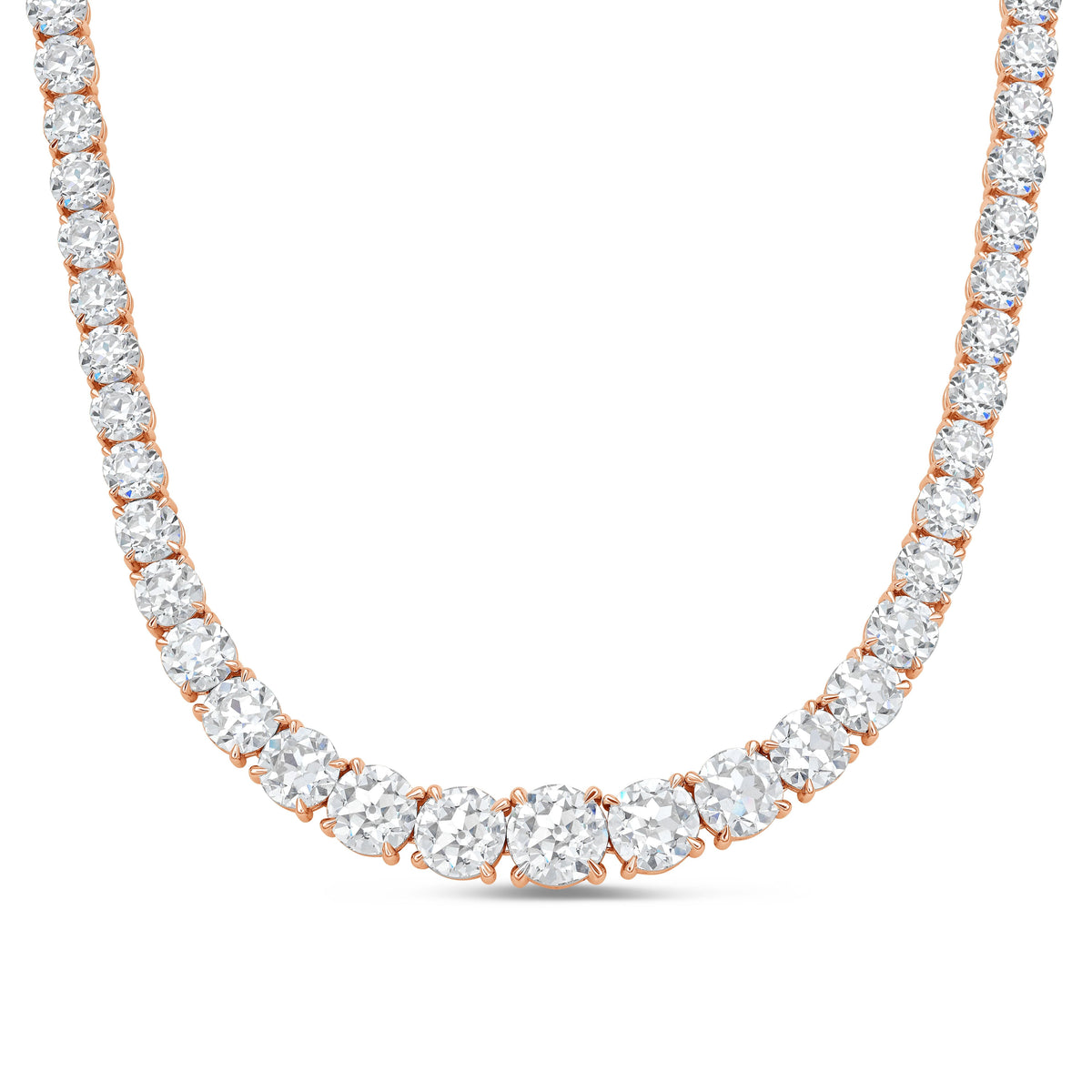 110 Cts Custom Cut Lab Diamond Riviera Tennis Necklace
