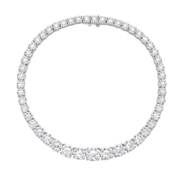 110 Cts Custom Cut Lab Diamond Riviera Tennis Necklace
