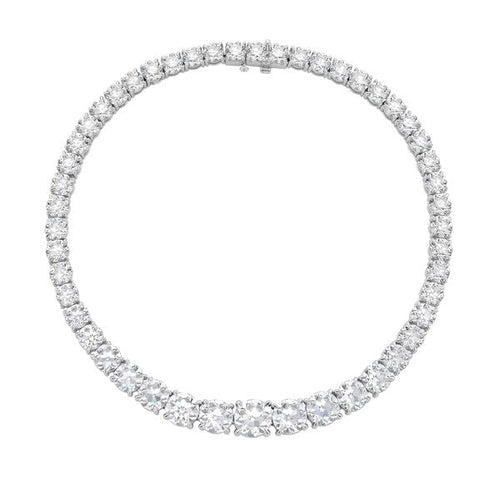 110 Cts Custom Cut Lab Diamond Riviera Tennis Necklace