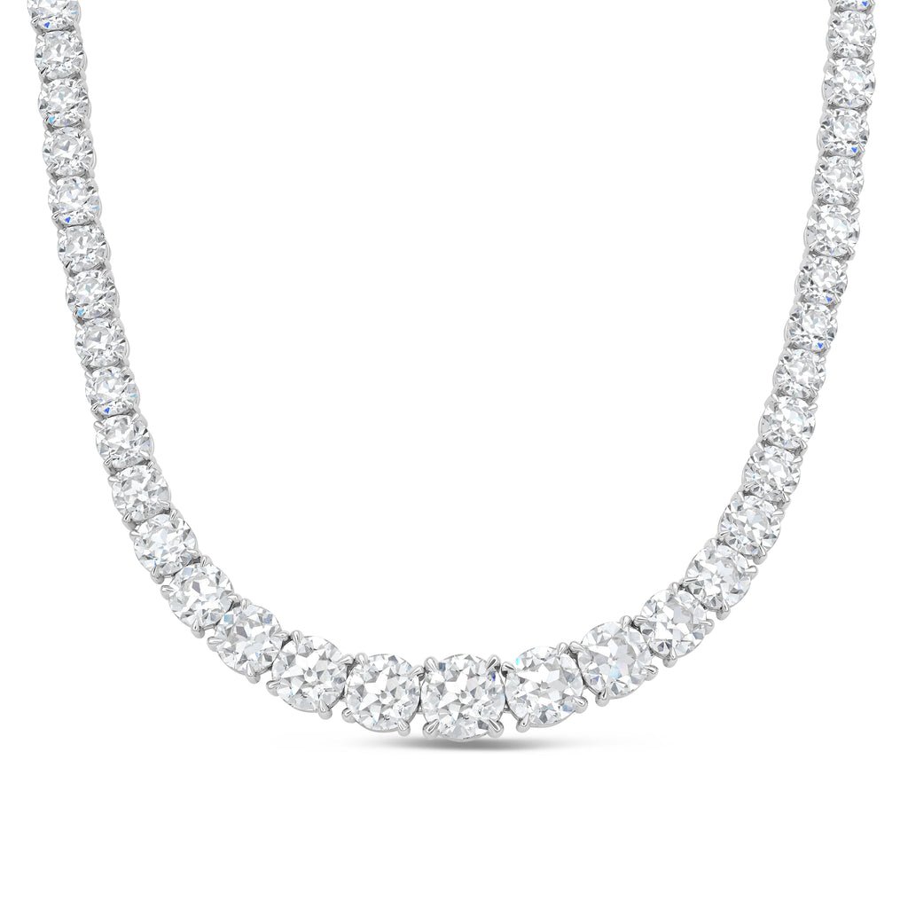 110 Cts Custom Cut Lab Diamond Riviera Tennis Necklace