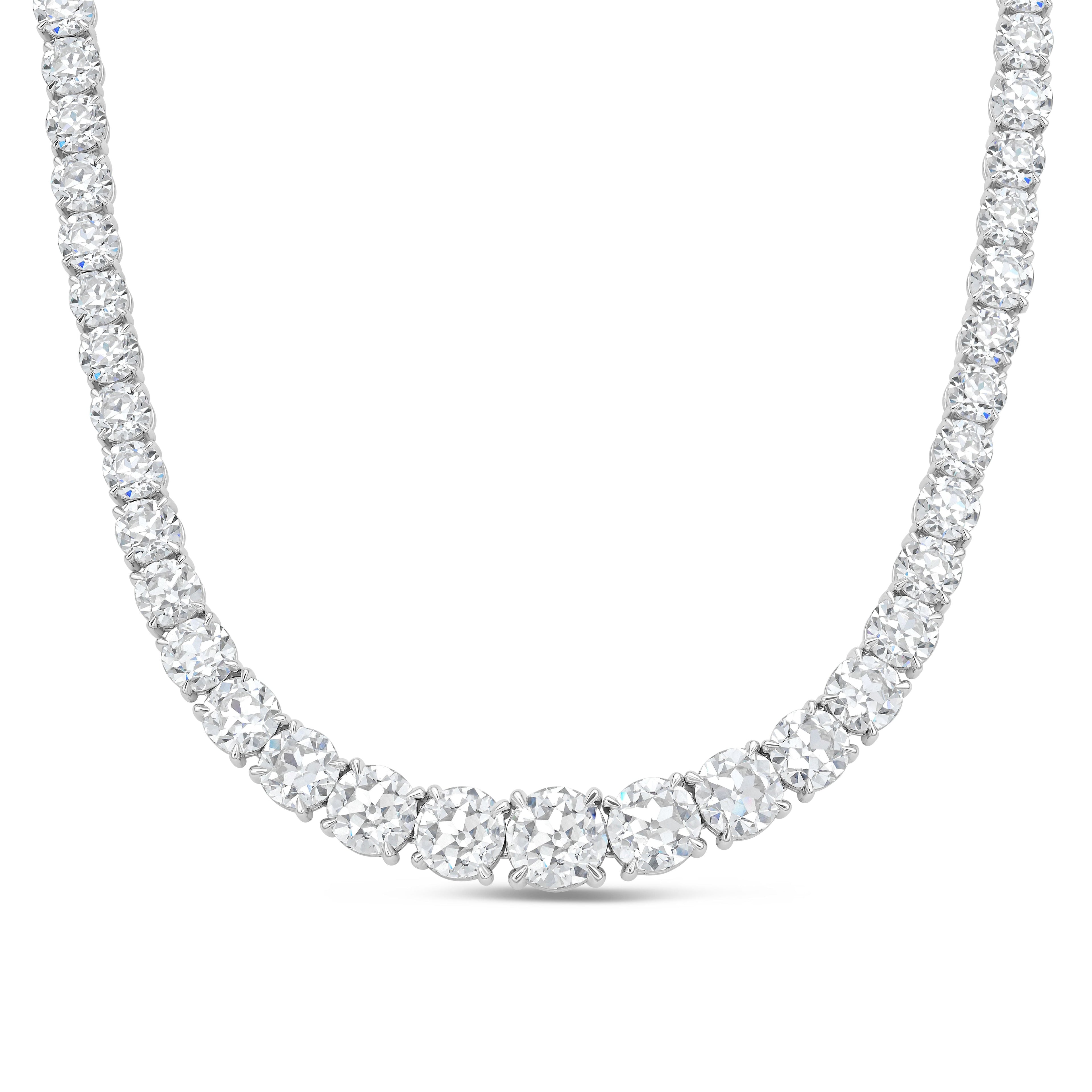 110 Cts Custom Cut Lab Diamond Riviera Tennis Necklace