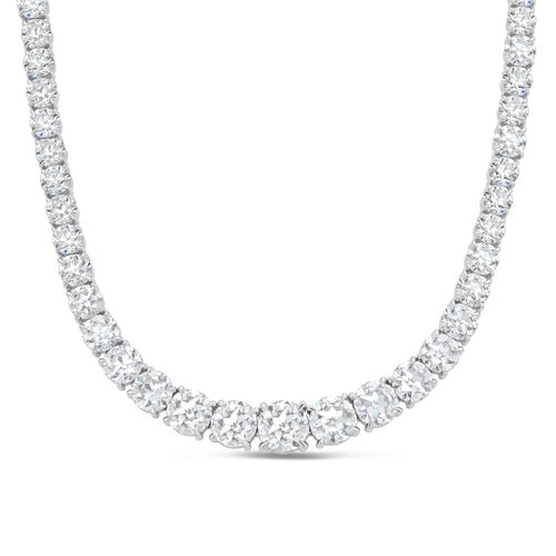 110 Cts Custom Cut Lab Diamond Riviera Tennis Necklace