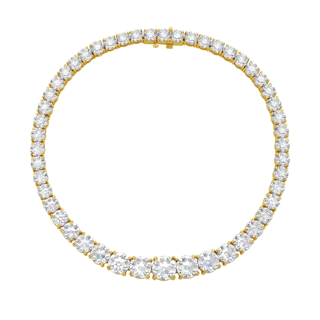 110 Cts Custom Cut Lab Diamond Riviera Tennis Necklace