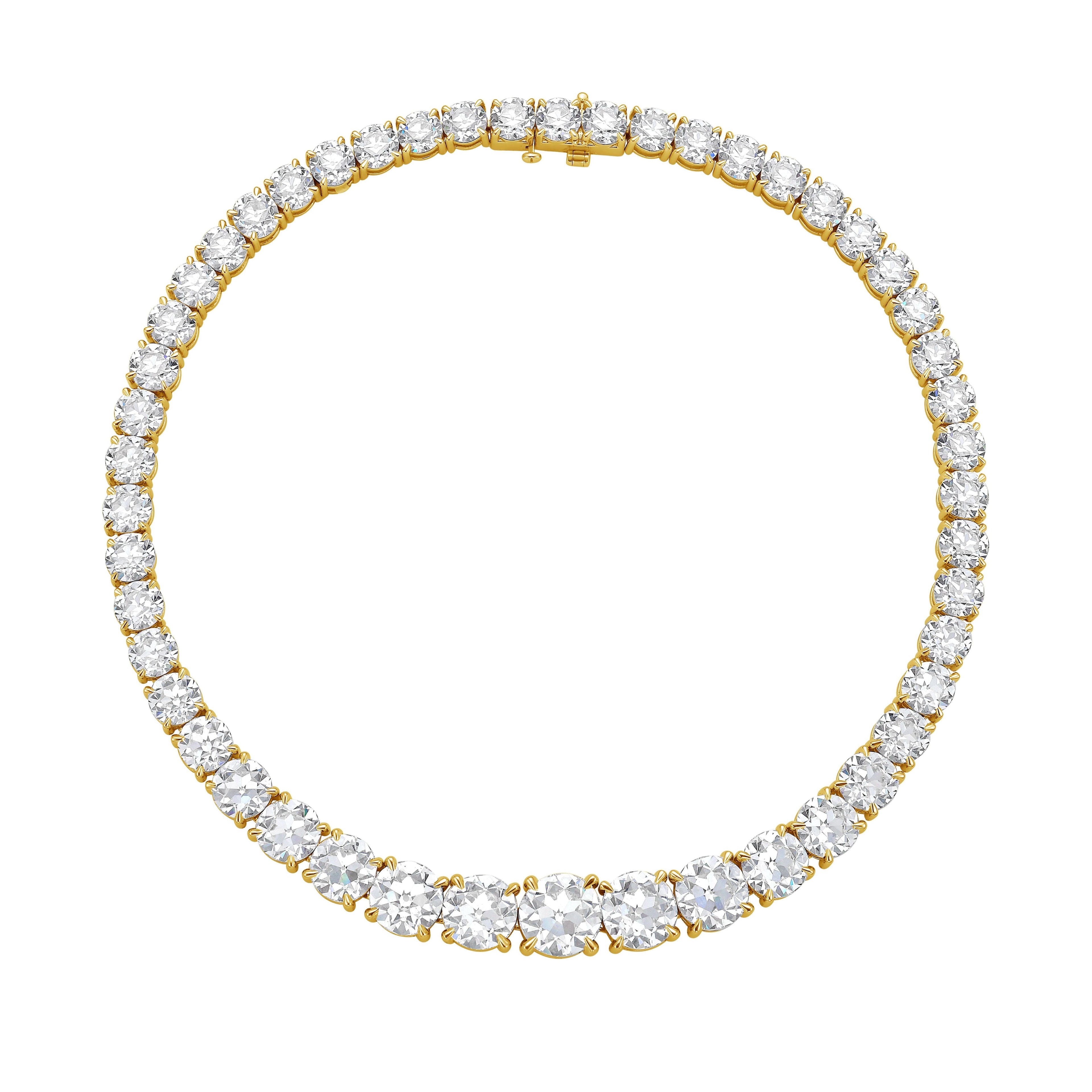 110 Cts Custom Cut Lab Diamond Riviera Tennis Necklace