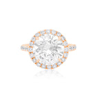 Lab-Grown Round Diamond Pave Halo Ring, 18K Gold