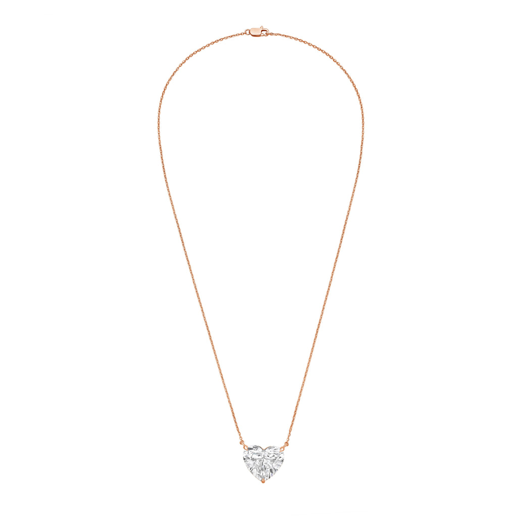 Lab-Grown Heart Shape Diamond Pendant, 14k Gold