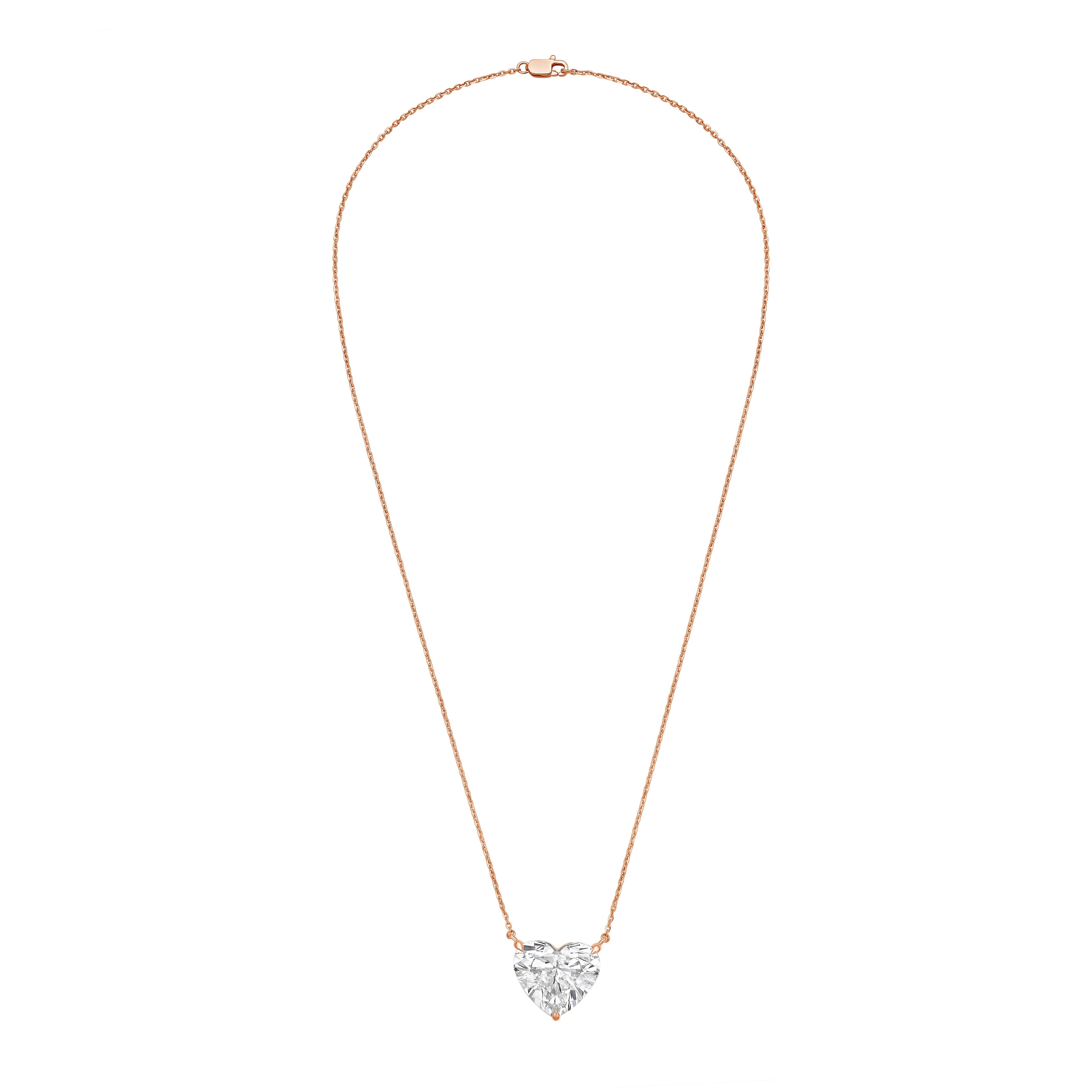 Lab-Grown Heart Shape Diamond Pendant, 14k Gold