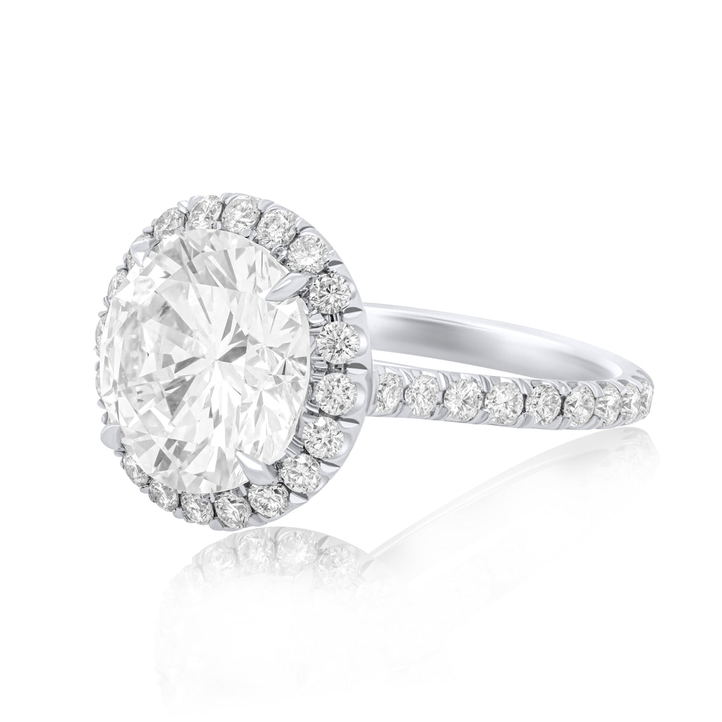 Lab-Grown Round Diamond Pave Halo Ring, 18K Gold