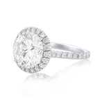 Lab-Grown Round Diamond Pave Halo Ring, 18K Gold